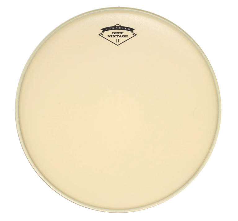 Elevate your drum's sound with the Aquarian DEEP VINTAGE II Drumhead. available in all sizes 10", 12",13/14",16" 20/22" and other drum accessories